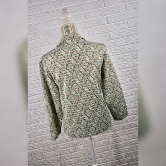 Vintage 60s 70s Lightweight Patterned Collared Jacket Size Small Medium - Picture 7 of 7
